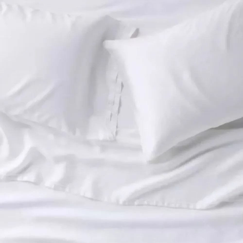 Linen Blend Flat Sheet -White